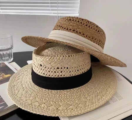 Black Ribbon Straw Beach naiste müts